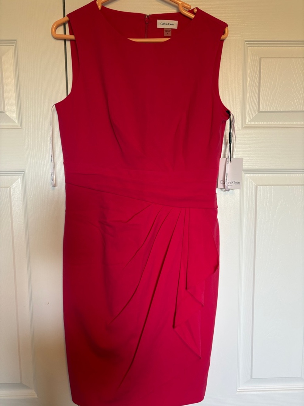 Calvin Klein Fuchsia Sleeveless Pleated Sheath Dress